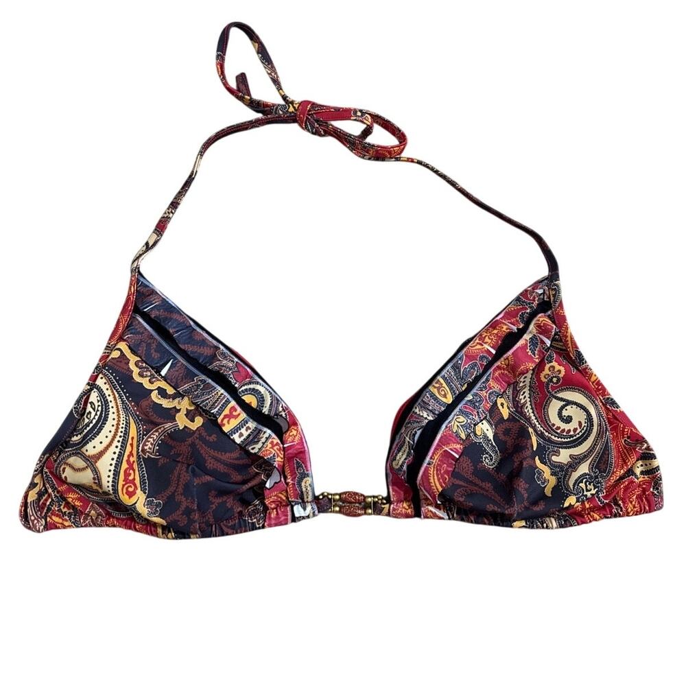 Women's D Cup Sauvage California 90s Vintage String Bikini Top Paisley Boho